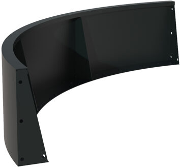 Keerwand aluminium buitenbocht 150x150x40cm.