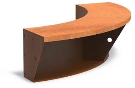 Keerwand cortenstaal binnenbocht 100x100x40cm. brede bovenrand