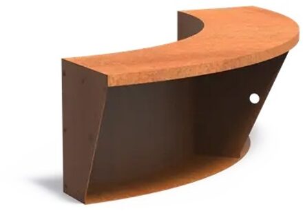 Keerwand cortenstaal binnenbocht 100x100x50cm. brede bovenrand