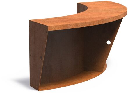 Keerwand cortenstaal binnenbocht 100x100x60cm. brede bovenrand