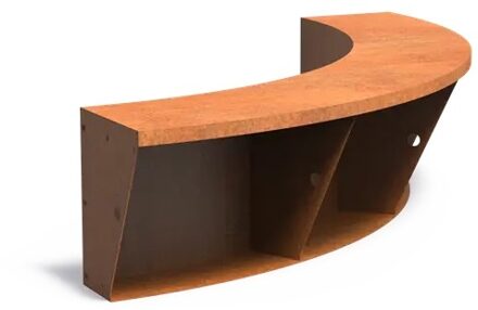 Keerwand cortenstaal binnenbocht 150x150x50cm. brede bovenrand