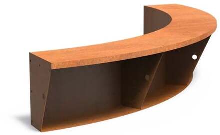 Keerwand cortenstaal binnenbocht 200x200x50cm. brede bovenrand