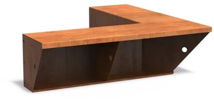 Keerwand cortenstaal binnenhoek 100x100x40cm. brede bovenrand