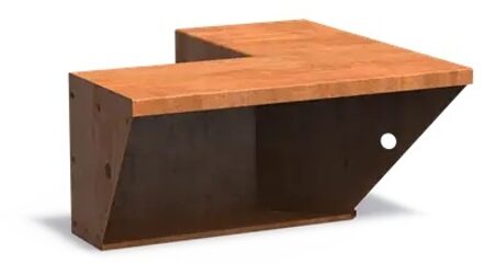 Keerwand cortenstaal binnenhoek 50x50x40cm. brede bovenrand