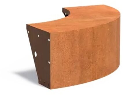 Keerwand cortenstaal buitenbocht 100x100x40cm. brede bovenrand