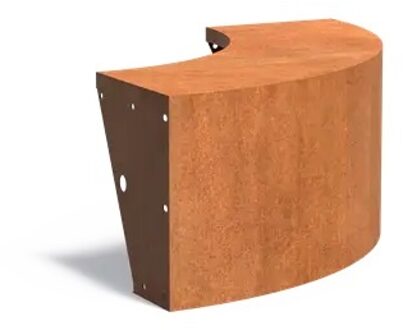 Keerwand cortenstaal buitenbocht 100x100x50cm. brede bovenrand