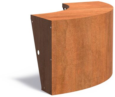 Keerwand cortenstaal buitenbocht 100x100x60cm. brede bovenrand