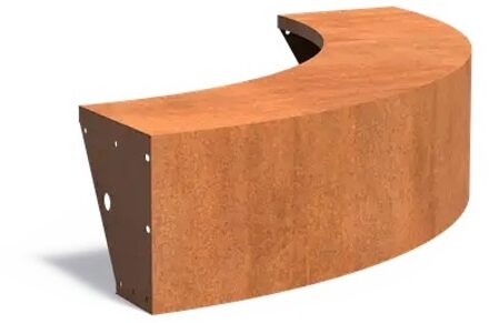 Keerwand cortenstaal buitenbocht 150x150x40cm. brede bovenrand