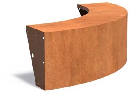 Keerwand cortenstaal buitenbocht 150x150x50cm. brede bovenrand