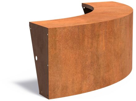 Keerwand cortenstaal buitenbocht 150x150x60cm. brede bovenrand