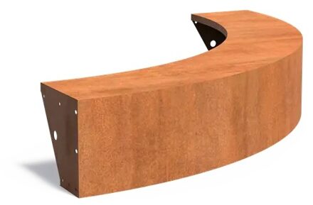 Keerwand cortenstaal buitenbocht 200x200x40cm. brede bovenrand