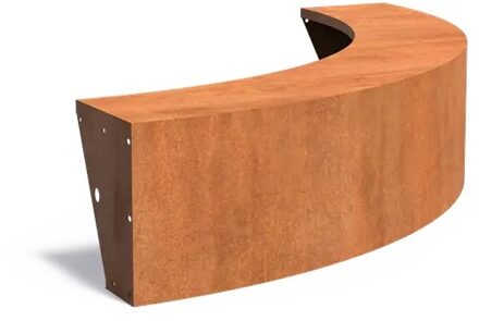 Keerwand cortenstaal buitenbocht 200x200x50cm. brede bovenrand