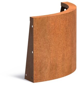 Keerwand cortenstaal buitenbocht 50x50x40cm.