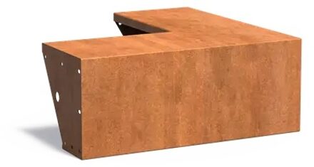 Keerwand cortenstaal buitenhoek 100x100x40cm. brede bovenrand