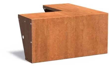 Keerwand cortenstaal buitenhoek 100x100x50cm. brede bovenrand