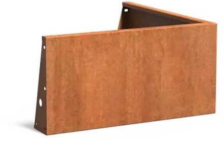 Keerwand cortenstaal buitenhoek 100x100x50cm.