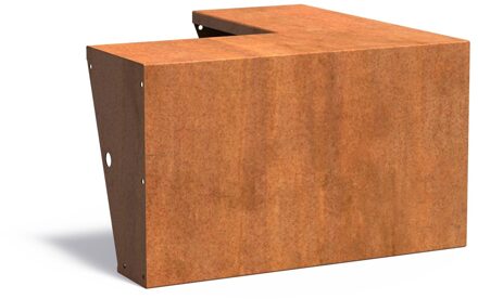 Keerwand cortenstaal buitenhoek 100x100x60cm. brede bovenrand