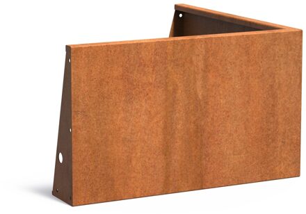 Keerwand cortenstaal buitenhoek 100x100x60cm.