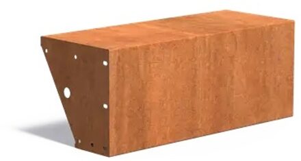 Keerwand cortenstaal recht 100x40x40cm. brede bovenrand