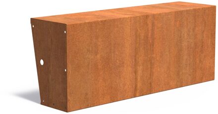 Keerwand cortenstaal recht 150x40x60cm. brede bovenrand