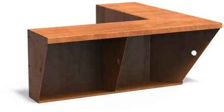 Keerwand + zitrand cortenstaal 100 x 100 cm binnenhoek