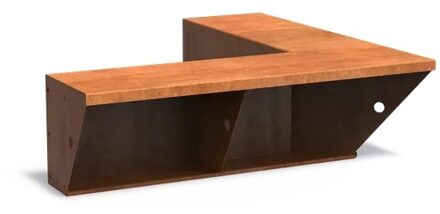 Keerwand + zitrand cortenstaal 100 x 100 x h. 40 cm binnenhoek