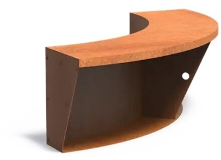Keerwand + zitrand cortenstaal 100 x 50 cm binnenbocht