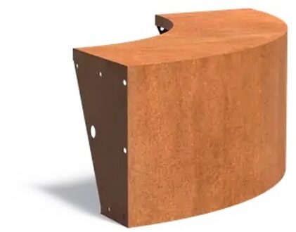 Keerwand + zitrand cortenstaal 100 x 50 cm buitenbocht