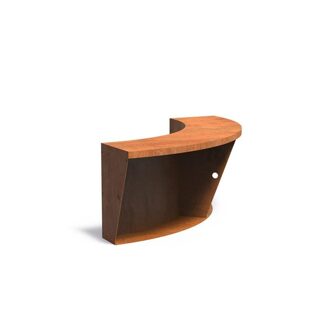 Keerwand + zitrand cortenstaal 100 x 60 cm binnenbocht