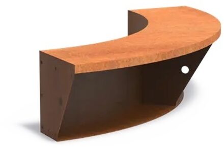 Keerwand + zitrand cortenstaal 100 x h. 40 cm binnenbocht