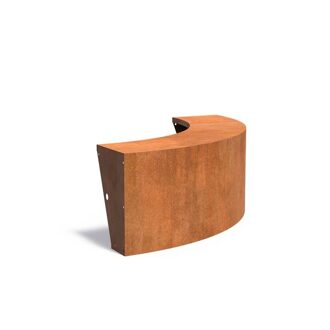 Keerwand + zitrand cortenstaal 150 x 60 cm buitenbocht