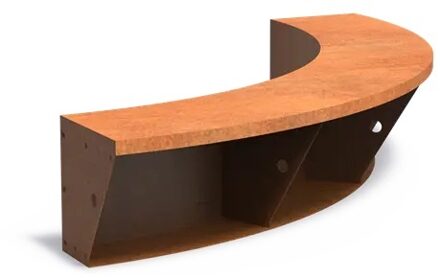 Keerwand + zitrand cortenstaal 150 x h. 40 cm binnenbocht