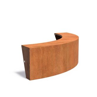 Keerwand + zitrand cortenstaal 200 x 60 cm buitenbocht