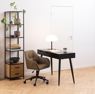 Keet houten bureau zwart - met 3 lades - 110 x 50 cm