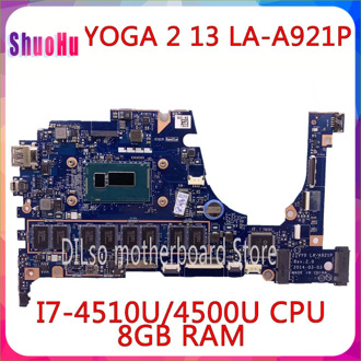 KEFU for Lenovo Yoga 2 13 Laptop Motherboard LA-A921P with I7-4510u/4500u 1.70ghz CPU 8GB RAM Original Mothebroard DDR3 HM76