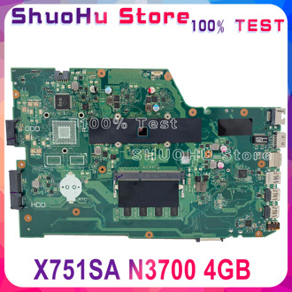 KEFU X751SA For ASUS X751SJ X751SV X751S laptop motherboard tested 100% work original mainboard CPU N3700 4GB