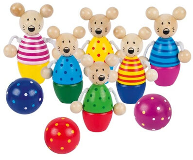 Kegelspel: MUIZEN H8cm, 9-delig, in doosje, 3+