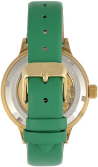 Keizerin Alice Automatisch MOP-horloge met skelet wijzerplaat en lederen band Groen