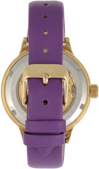 Keizerin Alice Automatisch MOP-horloge met skelet wijzerplaat en lederen band - maat Paars