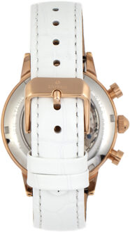 Keizerin Beatrice Automatische Skeletdial Horloge met Leren Band en Dag/Datum - maat Wit