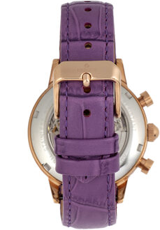 Keizerin Beatrice Automatische Skeleton Wijzerplaat Horloge met Leren Band en Dag/Datum Paars