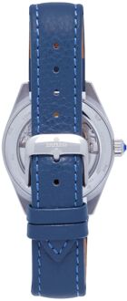 Keizerin Magnolia Automatic MOP Skeleton Dial Leather-Band Watch Blauw