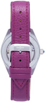 Keizerin Magnolia Automatic MOP Skeleton Dial Leather-Band Watch Paars