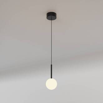 Kelder hanglamp, 1-lamp, ijzer, zwart, glas, wit zwart, opaalwit