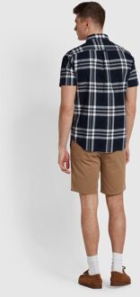 Kele Korte Mouwen Geruite Overhemd Marineblauw Navy