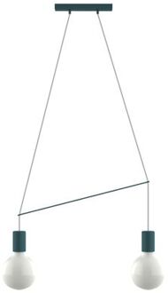 Kelly Hanglamp, 2x E27, Metaal, Blauw Mediterraan, L.40cm