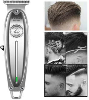 Kemei 1949 Professional Hair Clipper 0mm Baldheaded T Blade Finish Haircut Machine All Metal Men Electric Cordless Hair Trimmer