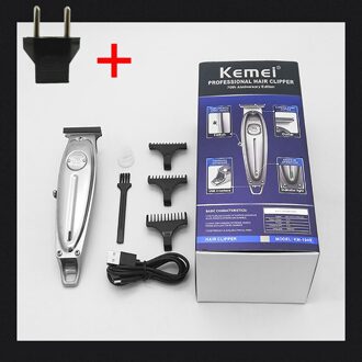 Kemei 1949 Professionele Tondeuse Alle Metalen Mannen Elektrische Draadloze Tondeuse 0.1Mm T Blade Finish Kapsel Kapper Machine US plug Converter