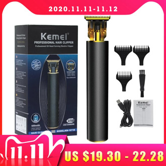 Kemei 1971B Hair Trimmer USB Rechargeable T-Outliner Skeleton Heavy Hitter Cordless Men 0mm Baldheaded Hair Clipper Cutting