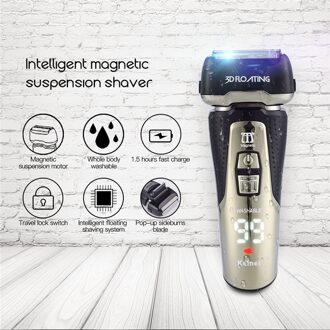 Kemei 3D Drijvende Hoofd Elektrische Scheren Razor Triple Blade Lcd Display Oplaadbare Scheermes Barbeador Machine Mannen Scheerapparaat Trimmer
